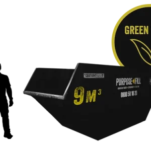 9 cubic metre skip bin filled with green waste
