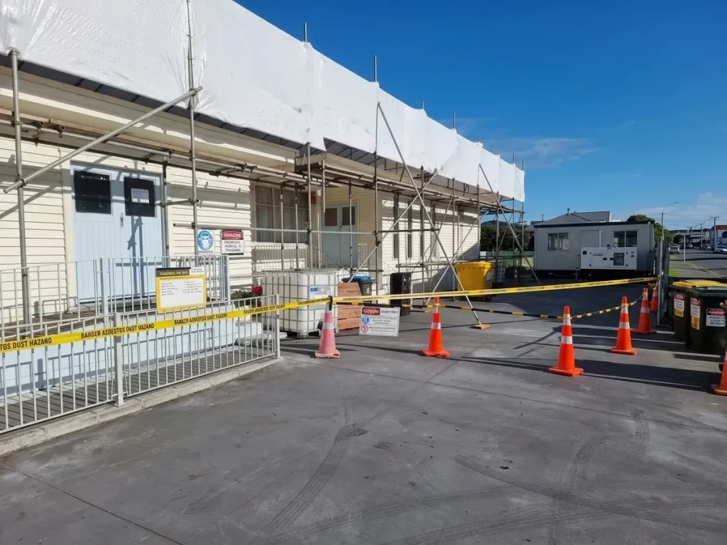 Asbestos waste transport truck at a Mount Maunganui property in Tauranga
